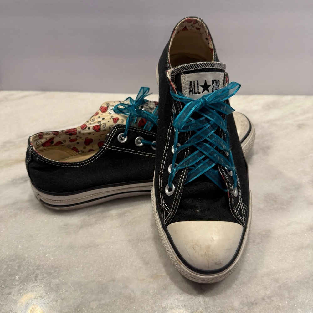 Vintage Custom Converse Chuck Taylor All Stars with Lady Bugs for Luck